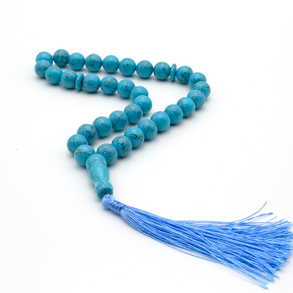 Фото товара четки из бирюзы имитации 12 мм 33 бусины