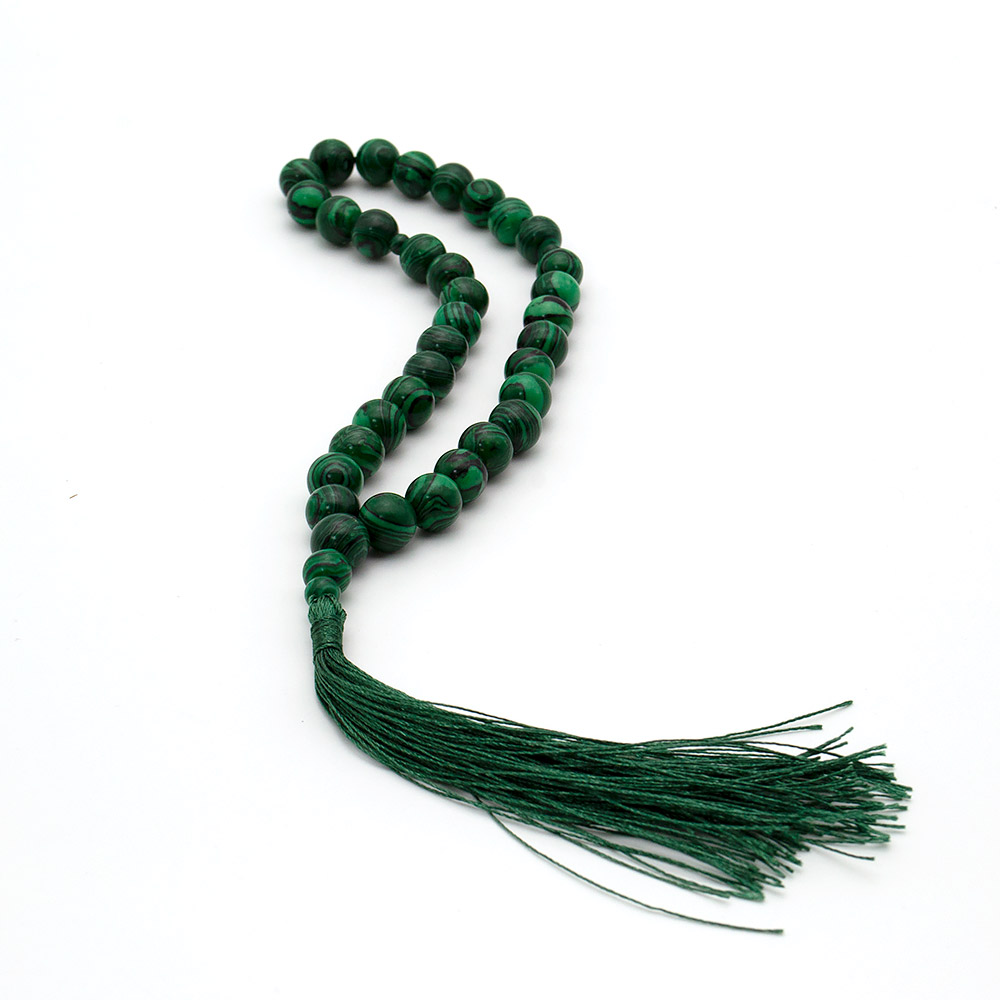 Фото товара четки из малахита имитации 10 мм 33 бусины