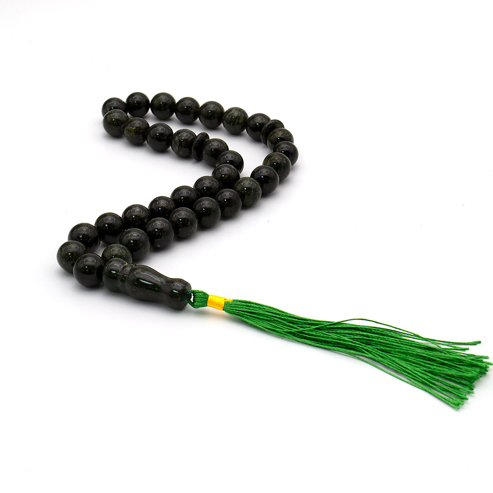 Фото товара четки из змеевика 12 мм 33 бусины