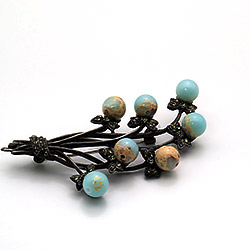 Брошь "Ветка 7 шариков" варисцит