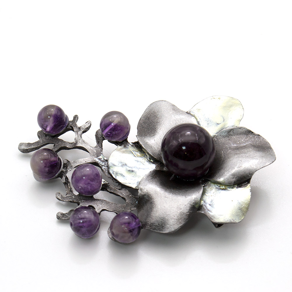Фото товара брошь - подвеска "цветок" аметист
