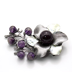 Фото товара брошь - подвеска "цветок" аметист