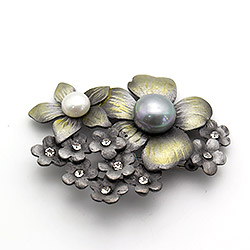 Брошь - подвеска "Цветок" авантюрин синтетический синий