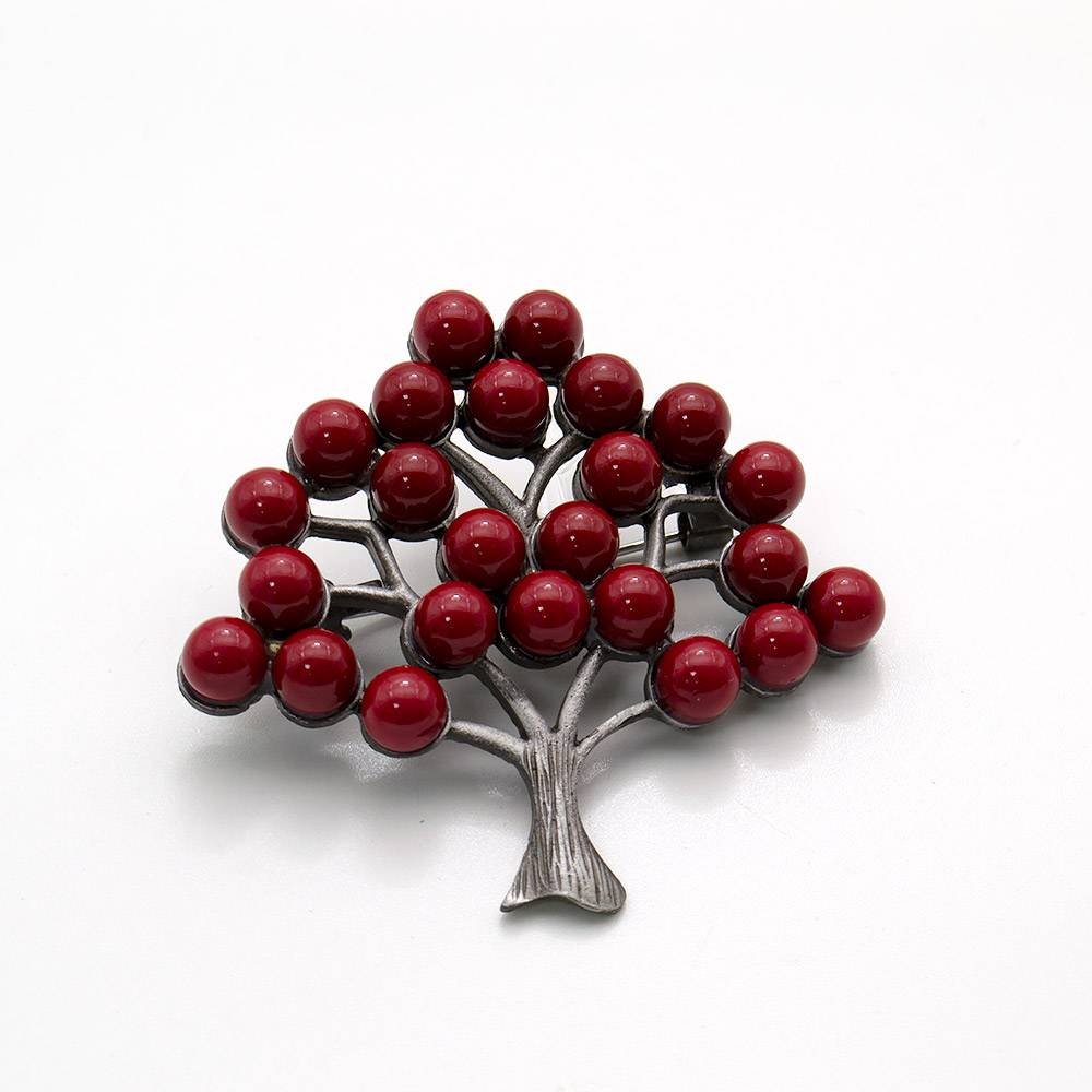 Фото товара брошь - подвеска "дерево" майорика красная