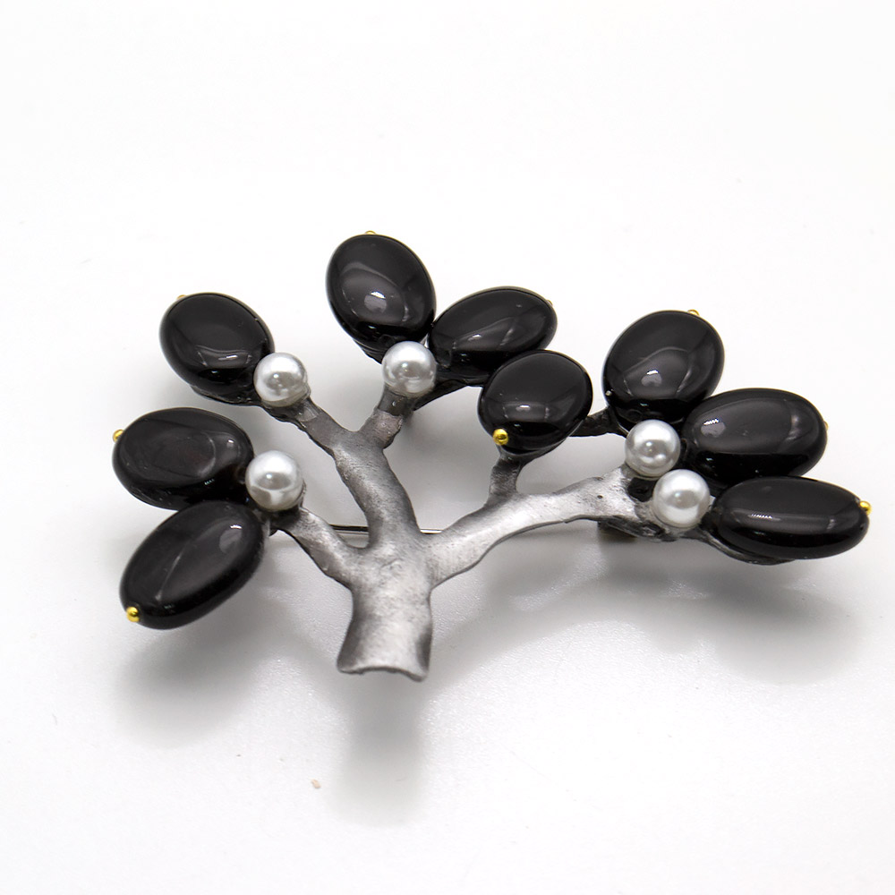 Фото товара брошь "ветка большая" агат черный а0137