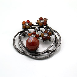 Брошь "Кольцо" сердолик А0093