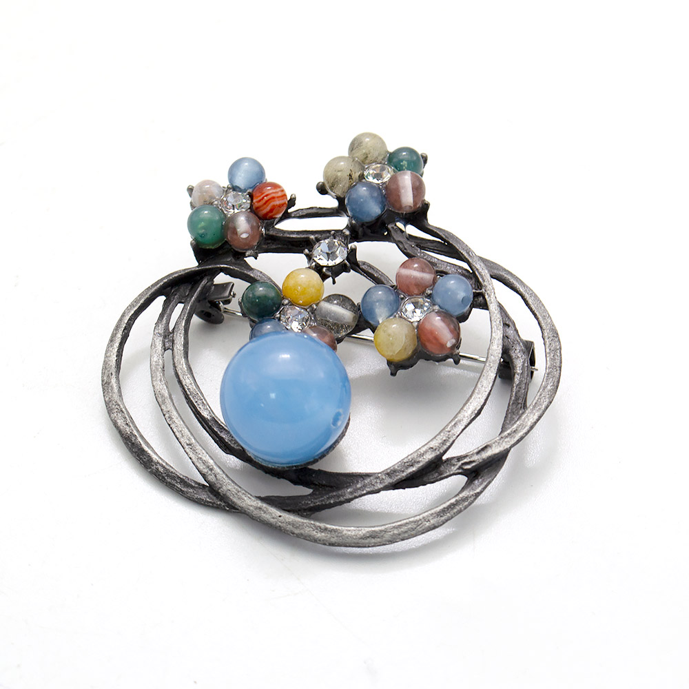 Фото товара брошь "кольцо" самоцветы а0093