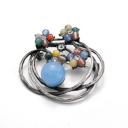 Брошь "Кольцо" самоцветы А0093