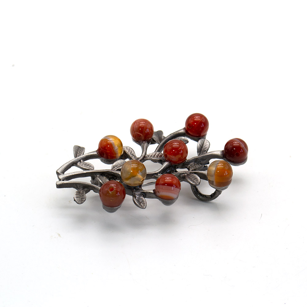 Фото товара брошь "куст 9 шариков" сердолик а0115