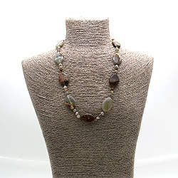 Бусы из агата пейзажного таблетка 30*20 мм