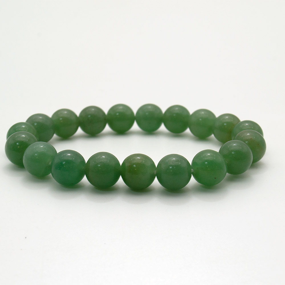 Фото товара браслет из авантюрина синтетического зеленого с фурнитурой "стразы" 8 мм