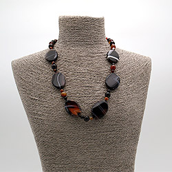 Бусы из агата цвет темный сердолик таблетка овальная 35*25 мм