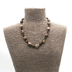 Бусы из яшмы пейзажной таблетка овальная 18*13 мм