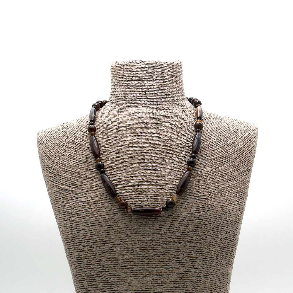 Фото товара бусы из агата коричневого бочонок 30*10 мм