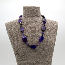 Бусы из агата фиолетового таблетка витая 30*20 мм