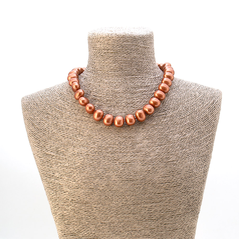 Фото товара бусы из майорки цвет желто-коричневый рондоль