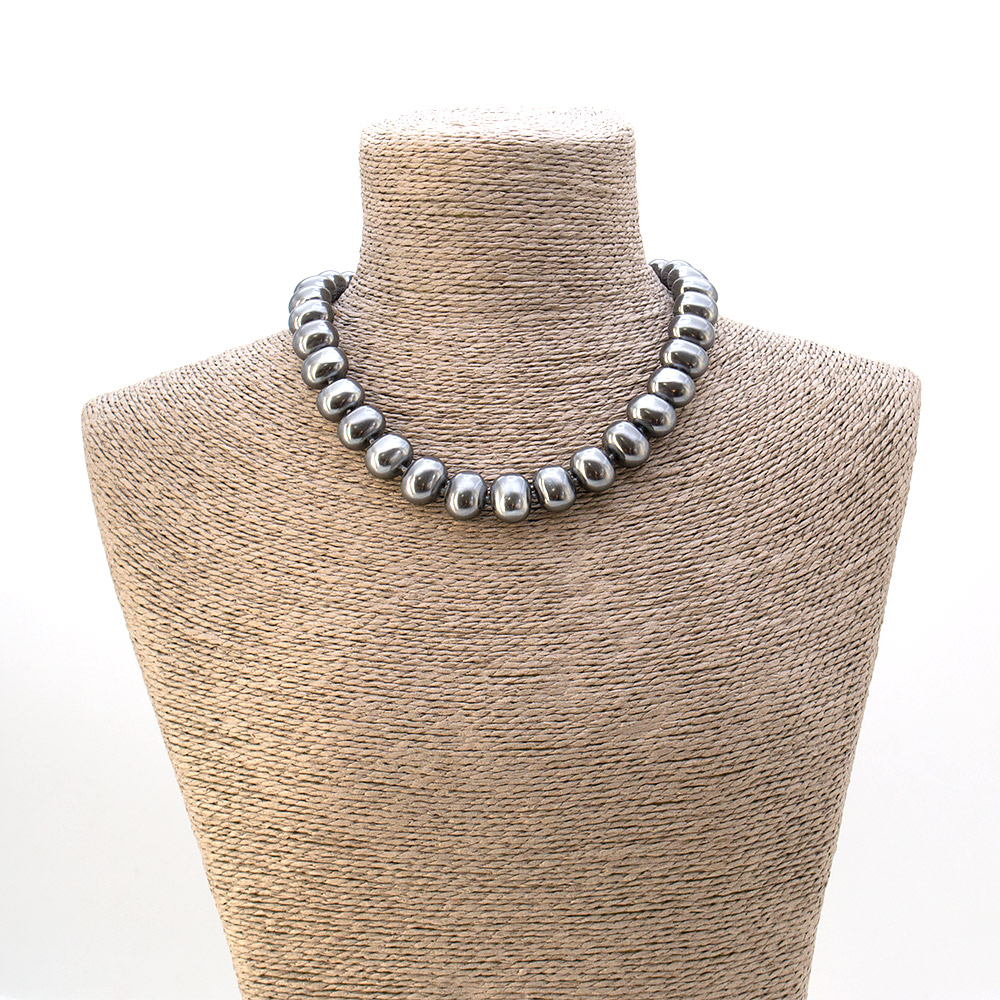 Фото товара бусы из майорки цвет серый рондоль