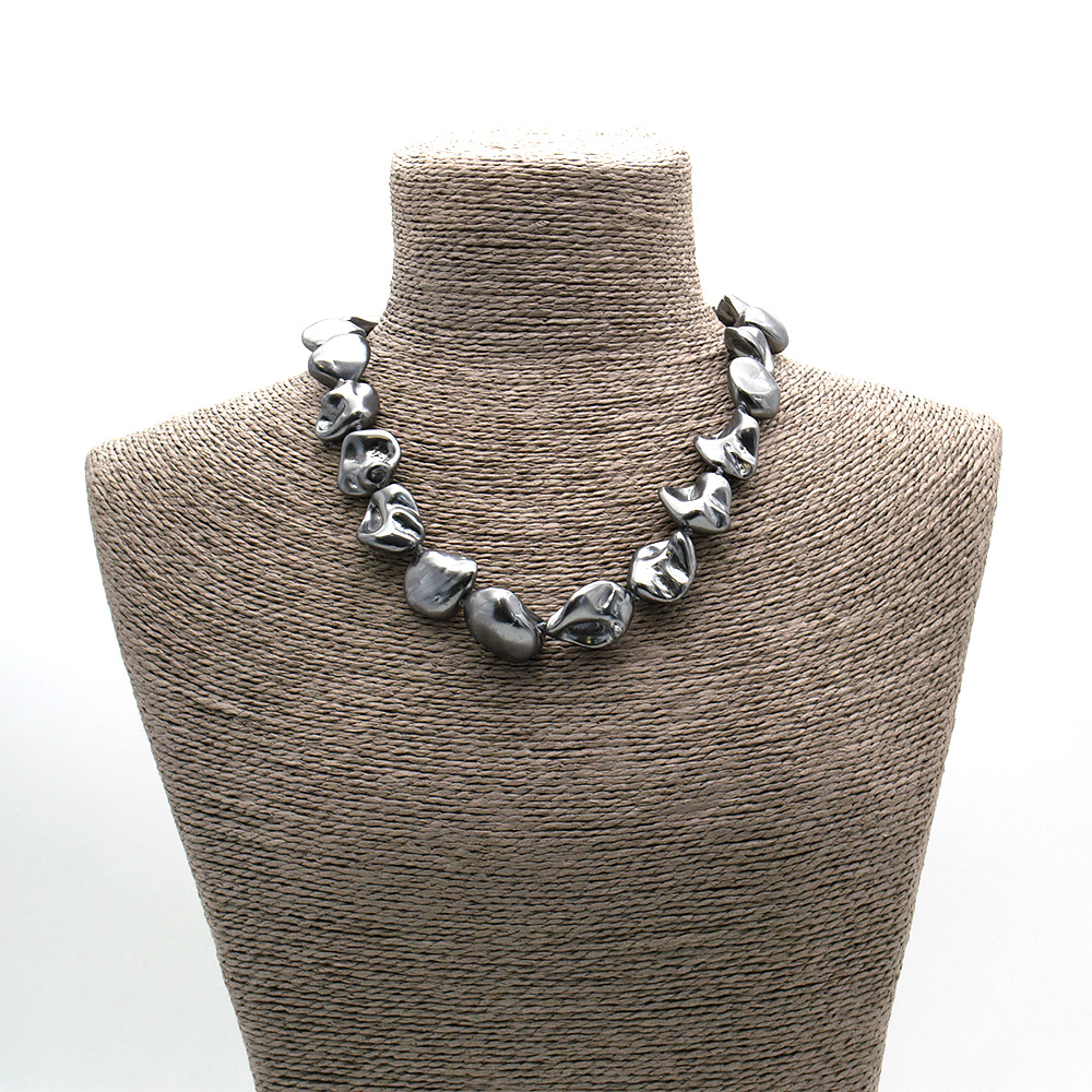 Фото товара бусы из майорки барокко цвет темно-серый