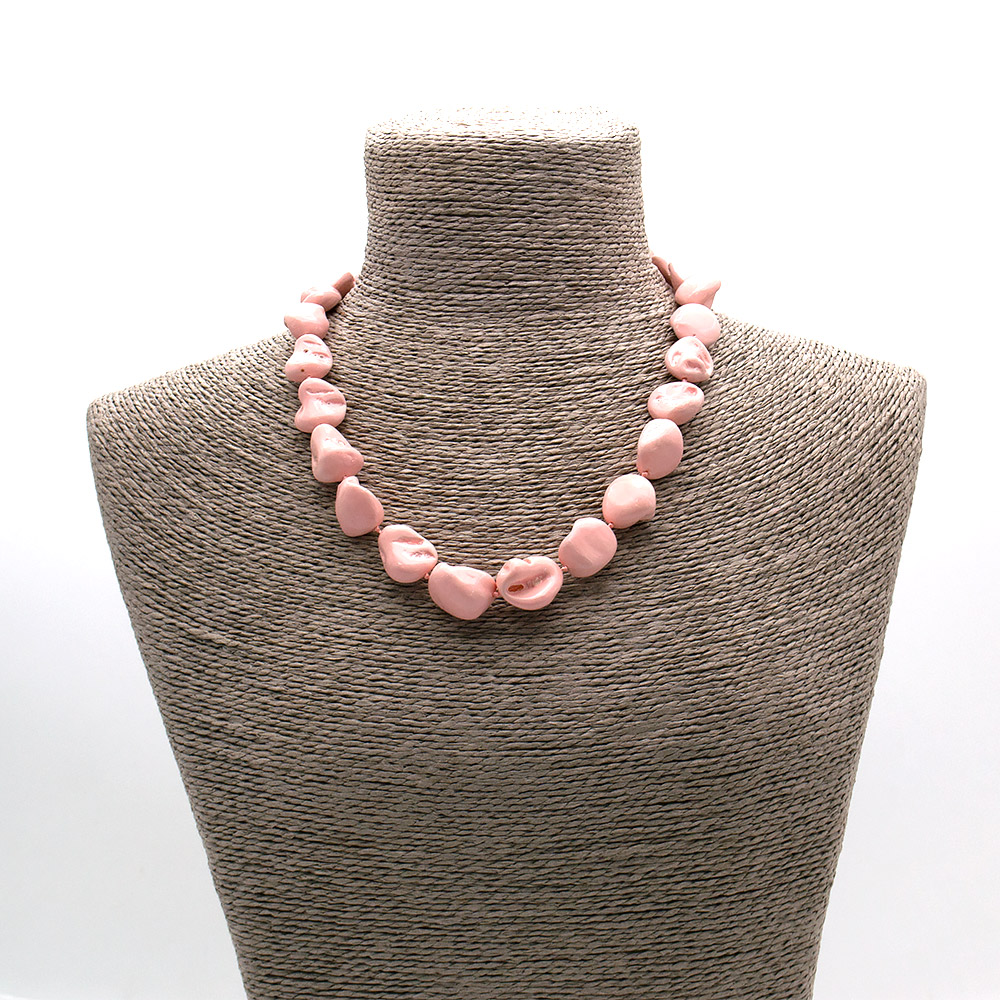 Фото товара бусы из майорки барокко цвет розовый