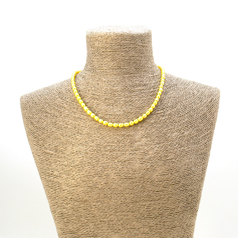 Фото товара бусы из жемчуга цвет желтый "рис"