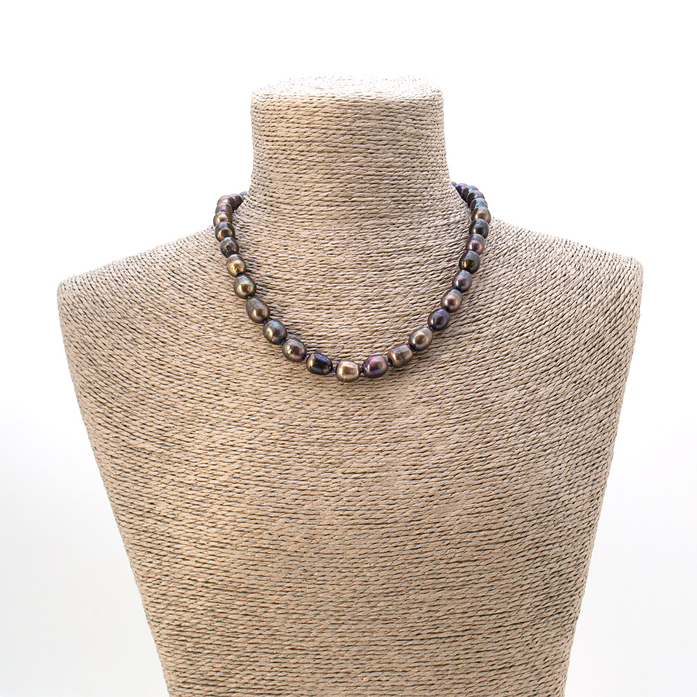 Фото товара бусы из жемчуга цвет черный перламутр 12*8 мм