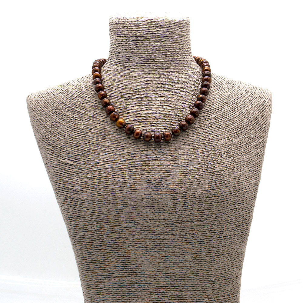 Фото товара бусы из жемчуга цвет коричневый рондоль 8*10 мм