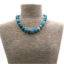 Бусы из агата цвет голубой шар 12 мм