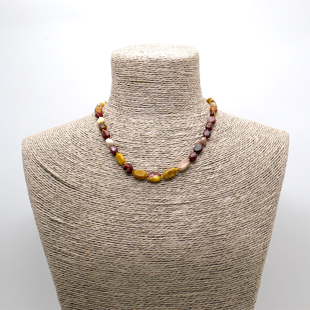 Фото товара бусы из яшмы мукаит галтовка 8*10 мм