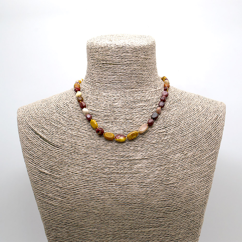 Бусы из яшмы мукаит галтовка 8*10 мм