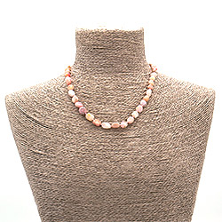 Бусы из опала розового галтовка