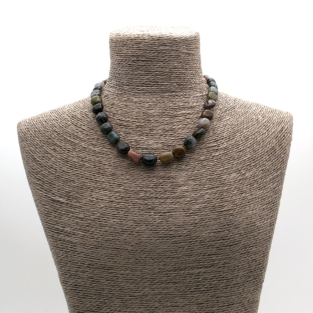 Фото товара бусы из яшмы зеленой галтовка