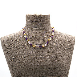 Бусы из цитрина и аметиста галтовка