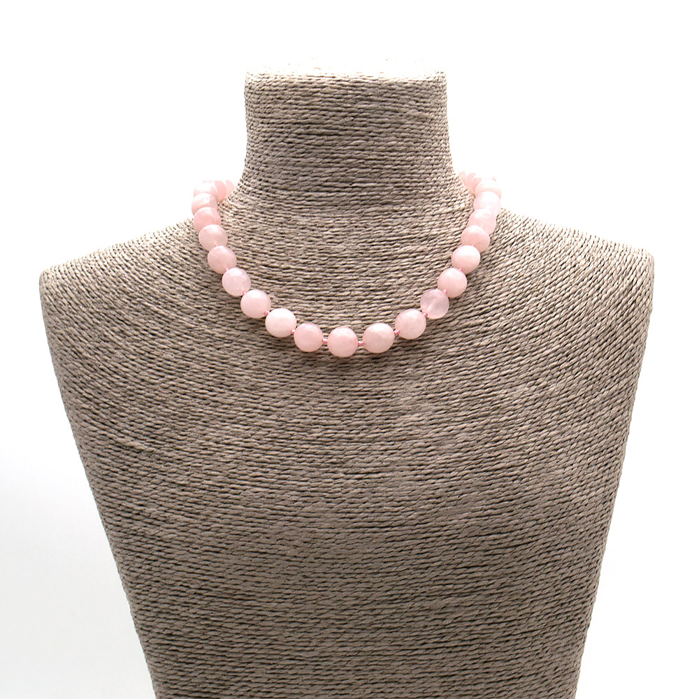 Фото товара бусы из розового кварца галтовка круглая