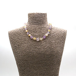 Бусы из цитрина и аметиста галтовка