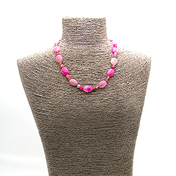 Бусы из агата тонированного кракле розовой таблетка овальная 18*13 мм