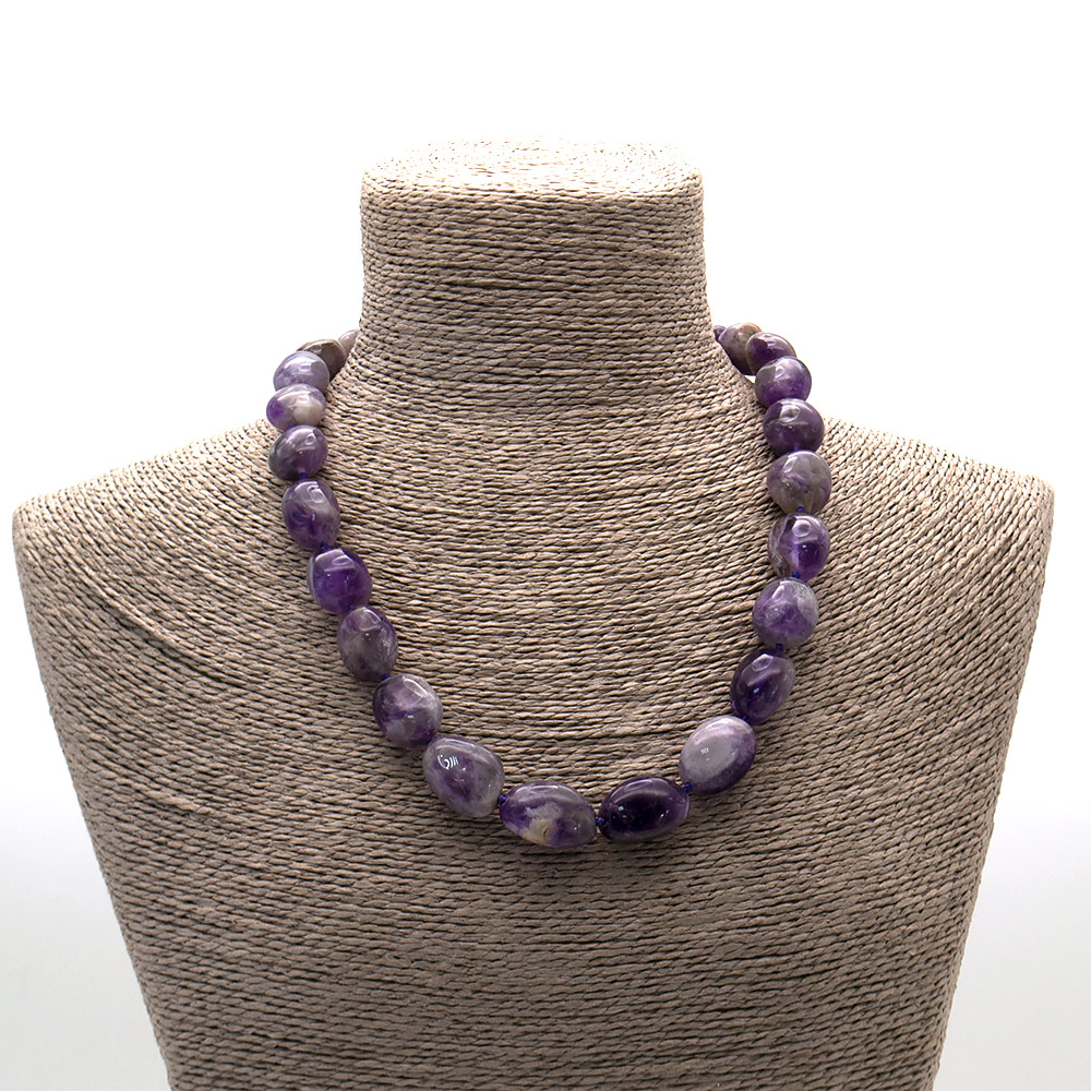 Фото товара бусы из аметиста галтовка 25*17 мм