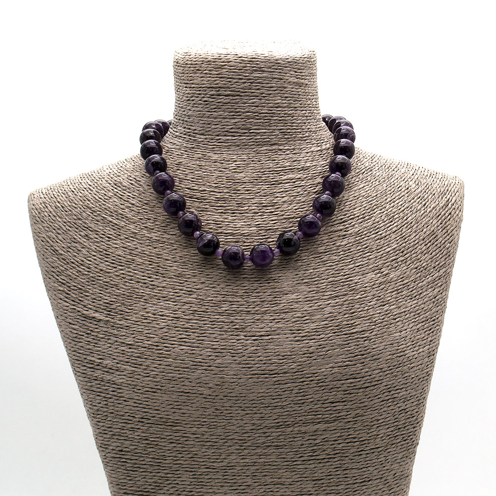 Фото товара бусы из аметиста шар 12мм через вставку