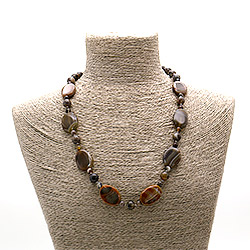 Фото товара бусы из агата цвет ботсвана таблетка овальная 26*19 мм