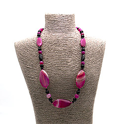 Бусы из агата цвет фуксия темная таблетка витая