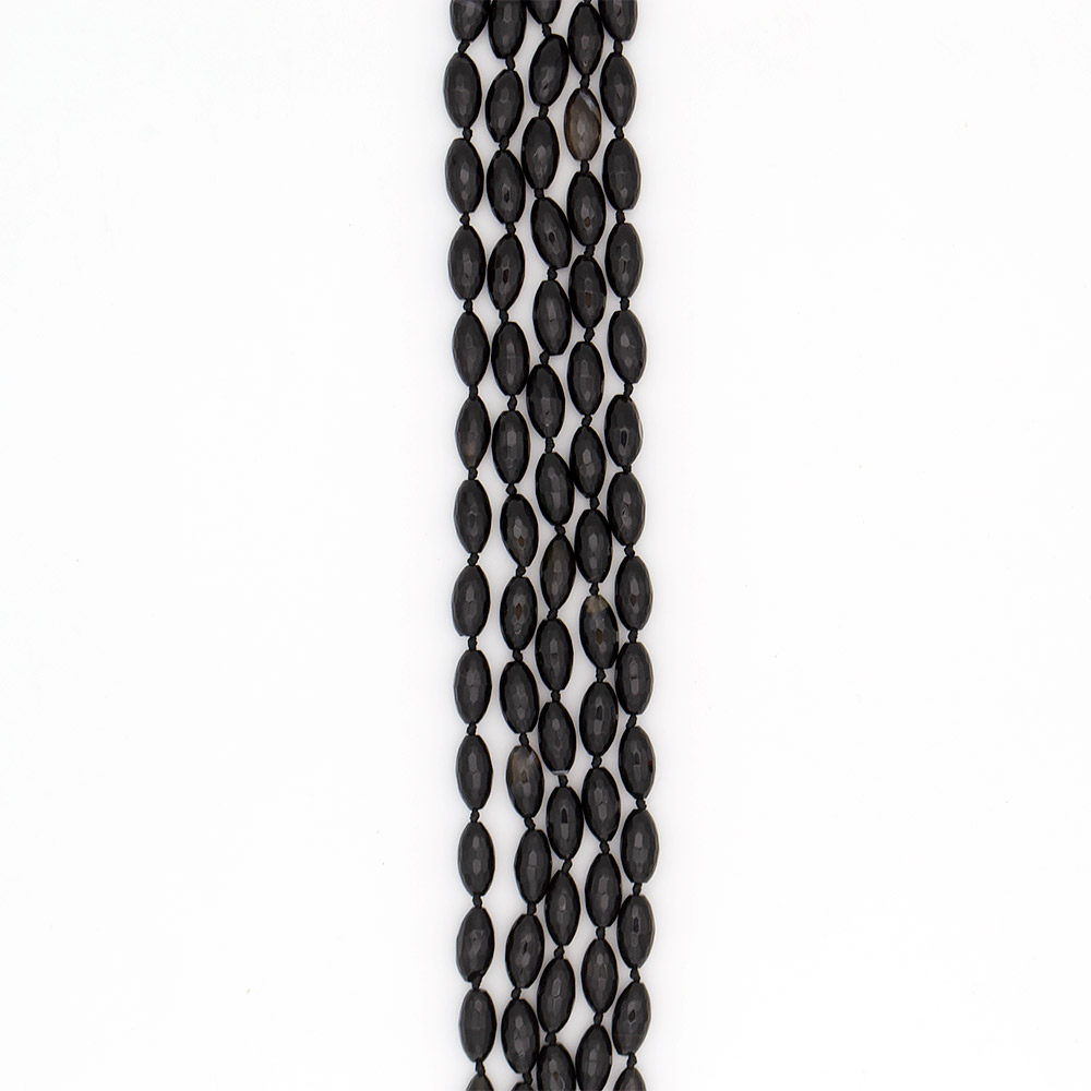 Агат бочата цвет черный граненые 16*8 мм