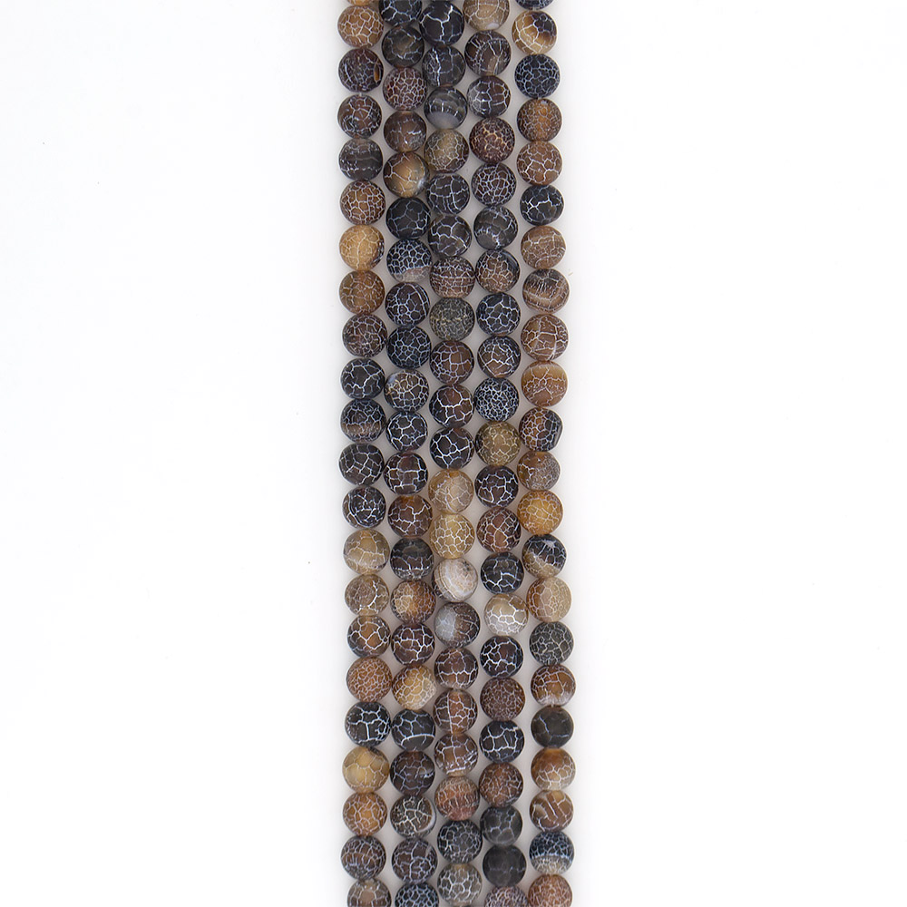 Фото товара агат кракле шар цвет черно-коричневый матовый 8 мм