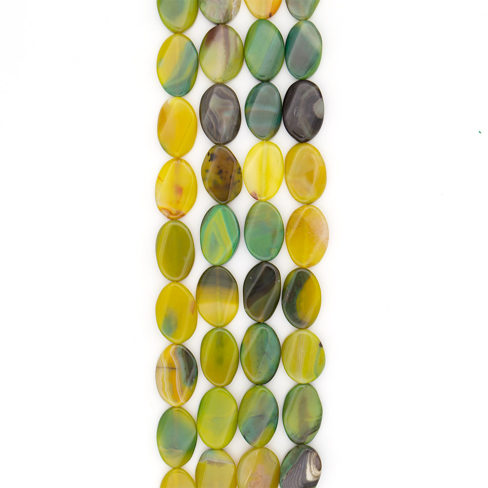 Фото товара агат таблетка цвет желто-зеленый витая 30*22 мм