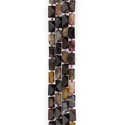 Агат черный с кварцем цветным прямоугольник грань 20*12 мм