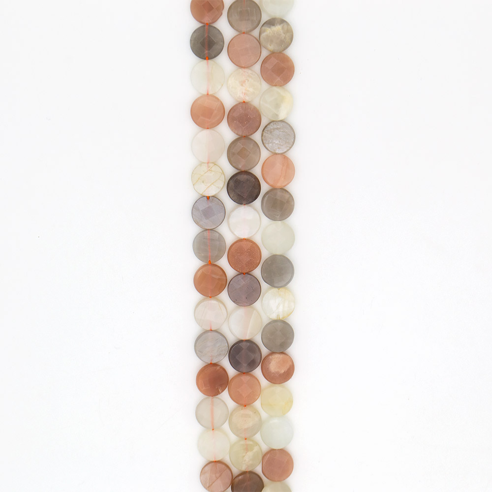 Фото товара солнечный камень с адуляром таблетка грань 16 мм