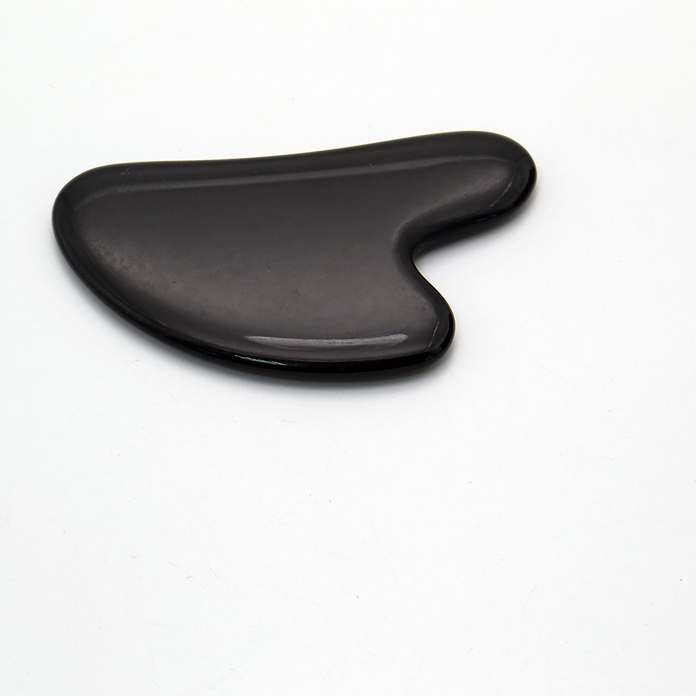 Фото товара скребок гуаша "сердце" из агата черного