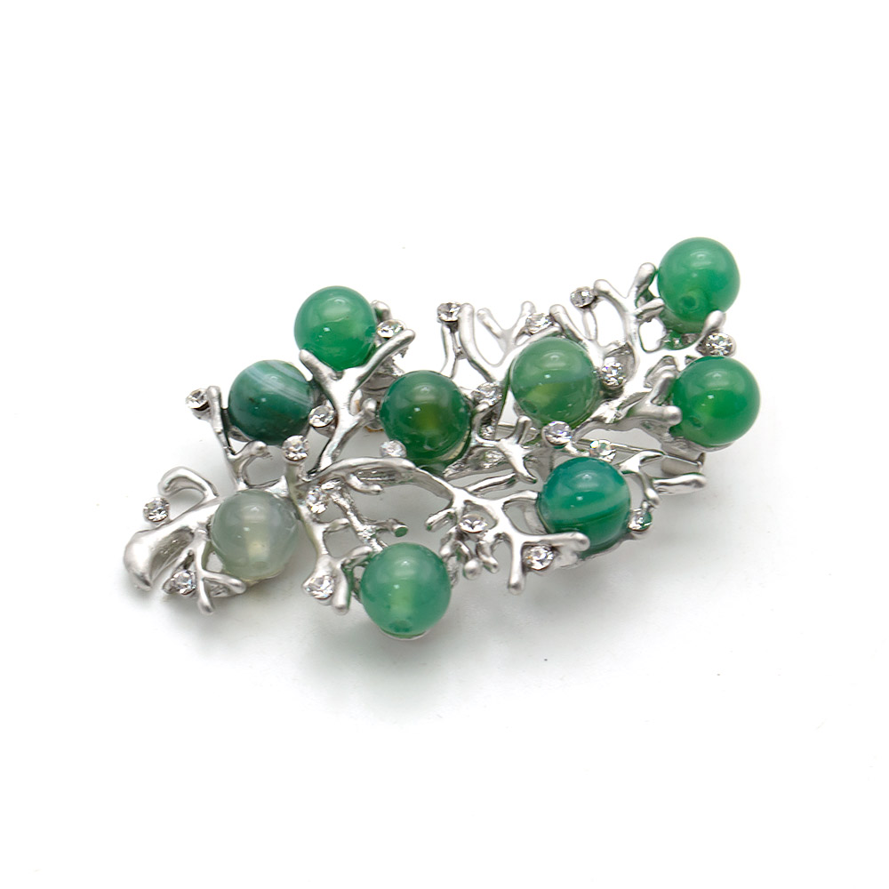 Фото товара брошь - подвеска "куст" агат зеленый