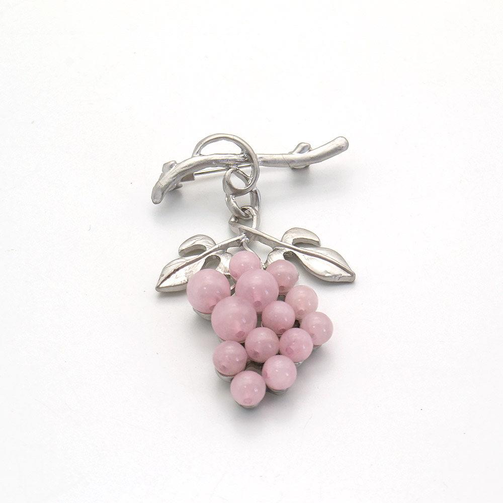 Фото товара брошь "гроздь" розовый кварц