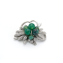 Брошь "Букет 3 кольца" агат зеленый