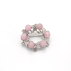 Брошь "Венок" розовый кварц