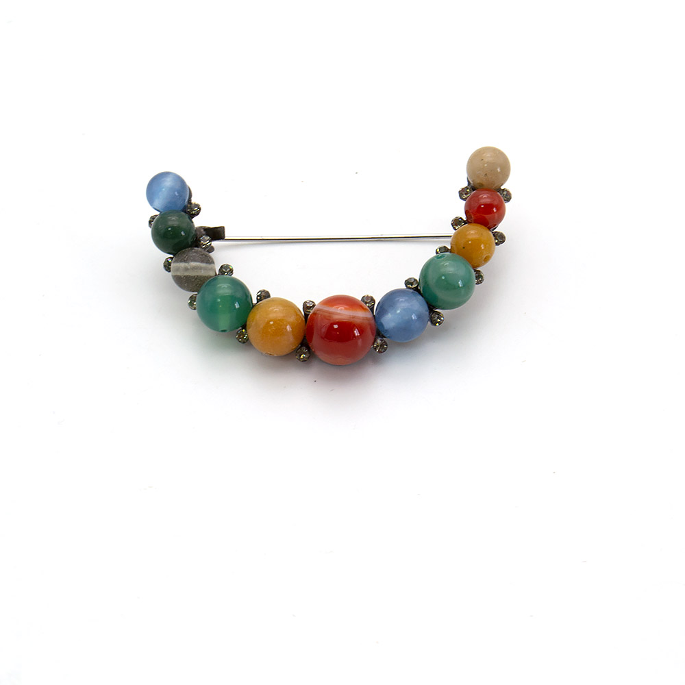 Фото товара брошь "полумесяц" самоцветы